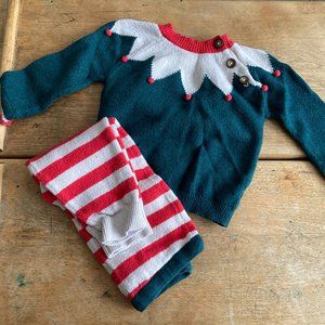 Baby Boden Christmas Elf Sweater Set Pajamas Festive 18-24 mo Holidays
